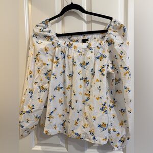 Ann Taylor square neck long sleeve blouse top.